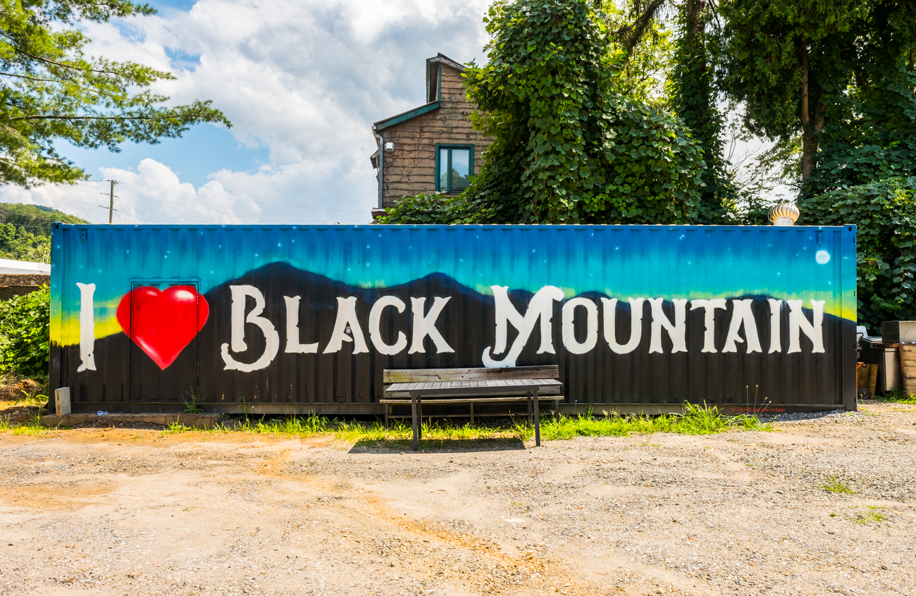 a photo of a shipping container that has painted on it 'I Love Black Mountain"